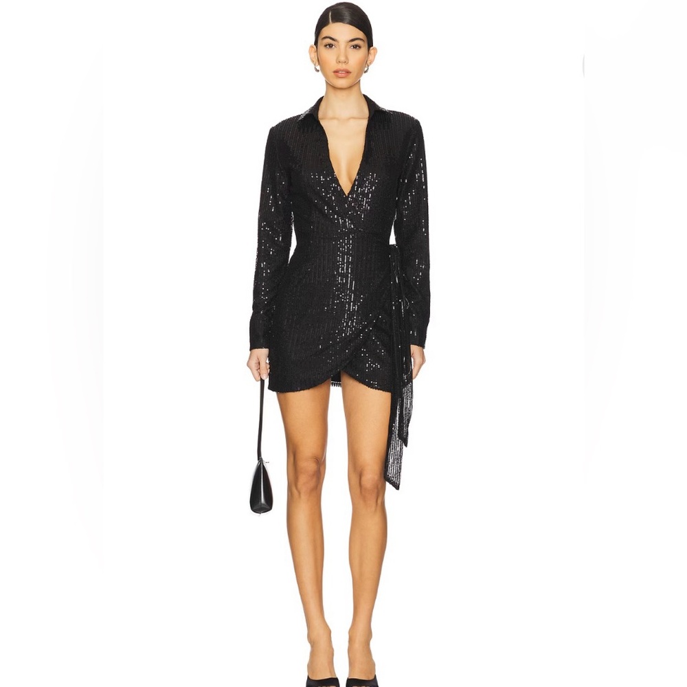 Superdown Black Sequin Asymmetrical Bodycon Dress